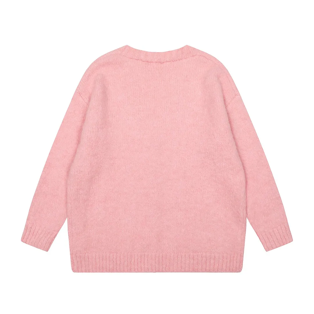 VIV top quality-Japan limited edition" vivienne west wood 25th autumn and winter new three-color wool embroidered cardigan Color: Gray Pink Blue Size: S M L